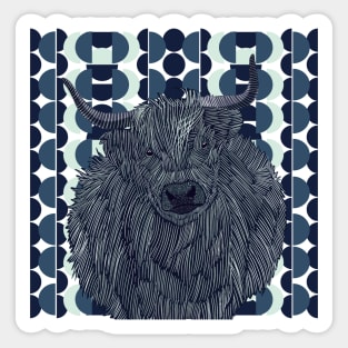 Fluffy Highland Cow - Blue Sticker